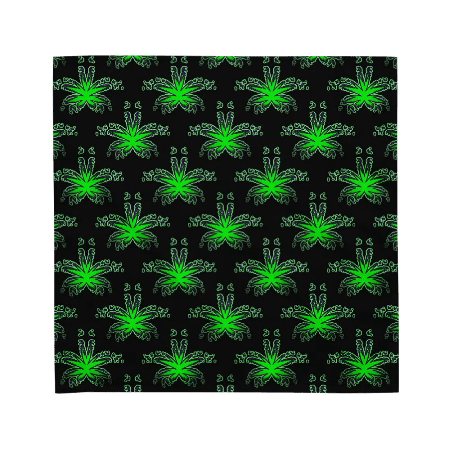 Weird Weed Leaf Twisted Budz Bandana, Green Purple Black 420 Cannabis Art Accessory product image (2)