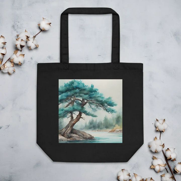 Turquoise Pine Tree, Organic Cotton Twill Tote Bag product image (1)