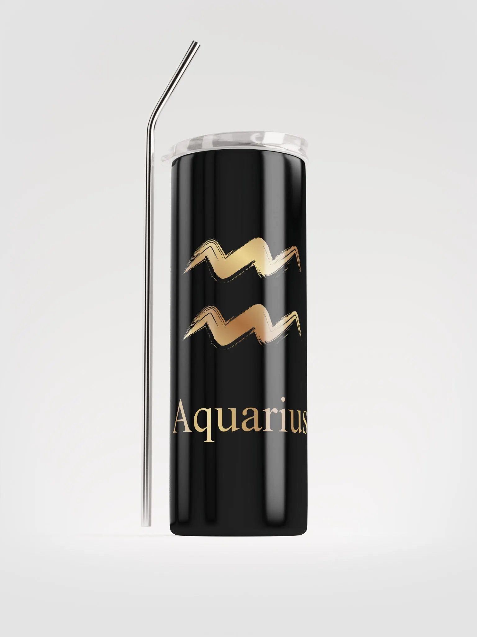 Golden Aquarius Sign Stainless Steel Tumbler: Zodiac Elegance! ♒ product image (1)