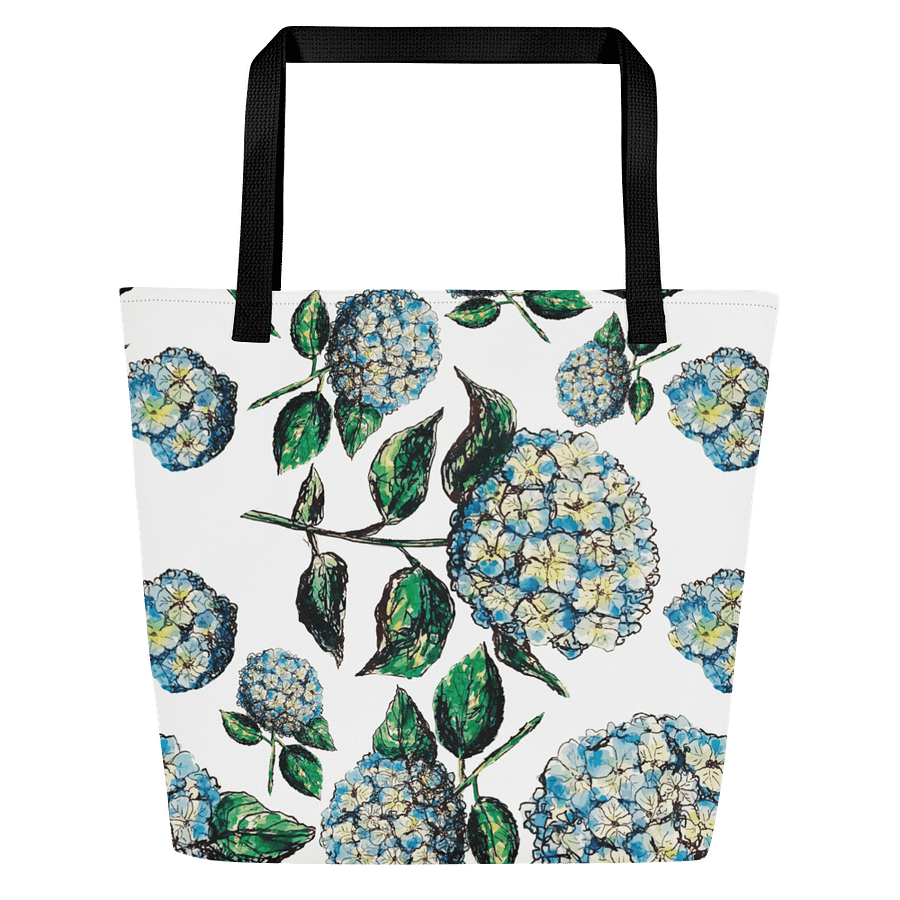 Blue Hydrangeas | Classic Coastal Florals on White | Tote Bag | by Monique Faella Designs™ product image (1)