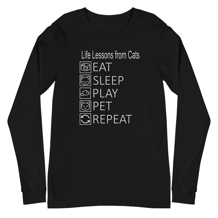 Life Lessons from Cats Unisex Long Sleeve Tee, White Print product image (2)