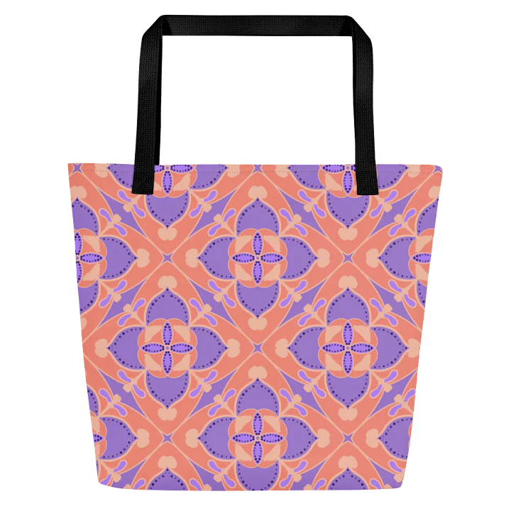 Peach and Lilac Symmetry Pattern All Over Print Tote product image (1)