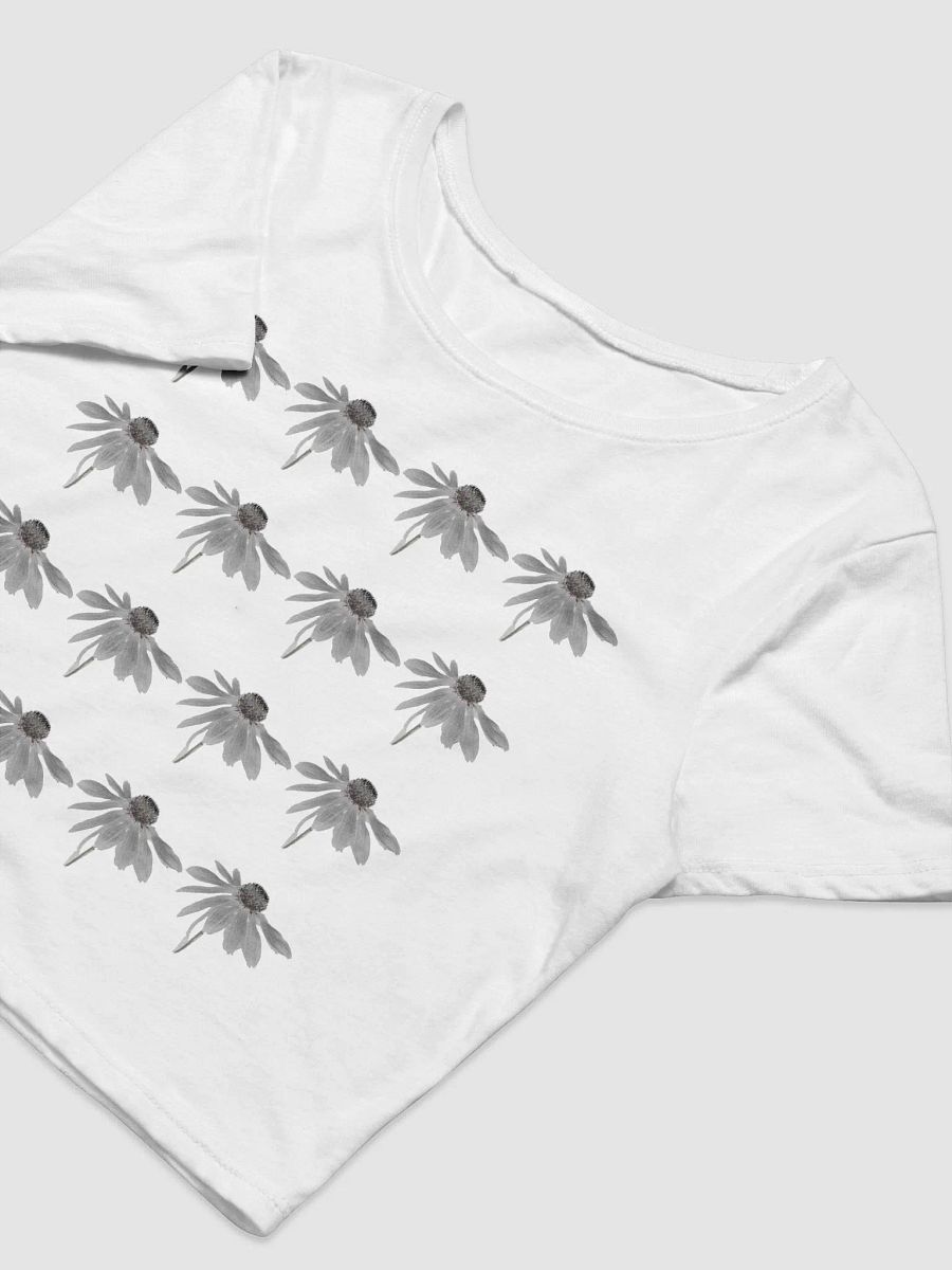 Abstract Repeating Grey Cone Flower Women's Cropped T Shirt product image (7)
