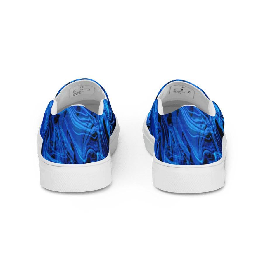 Blue and Black Swirl Pattern Men's Canvas Slip-On Shoes product image (4)