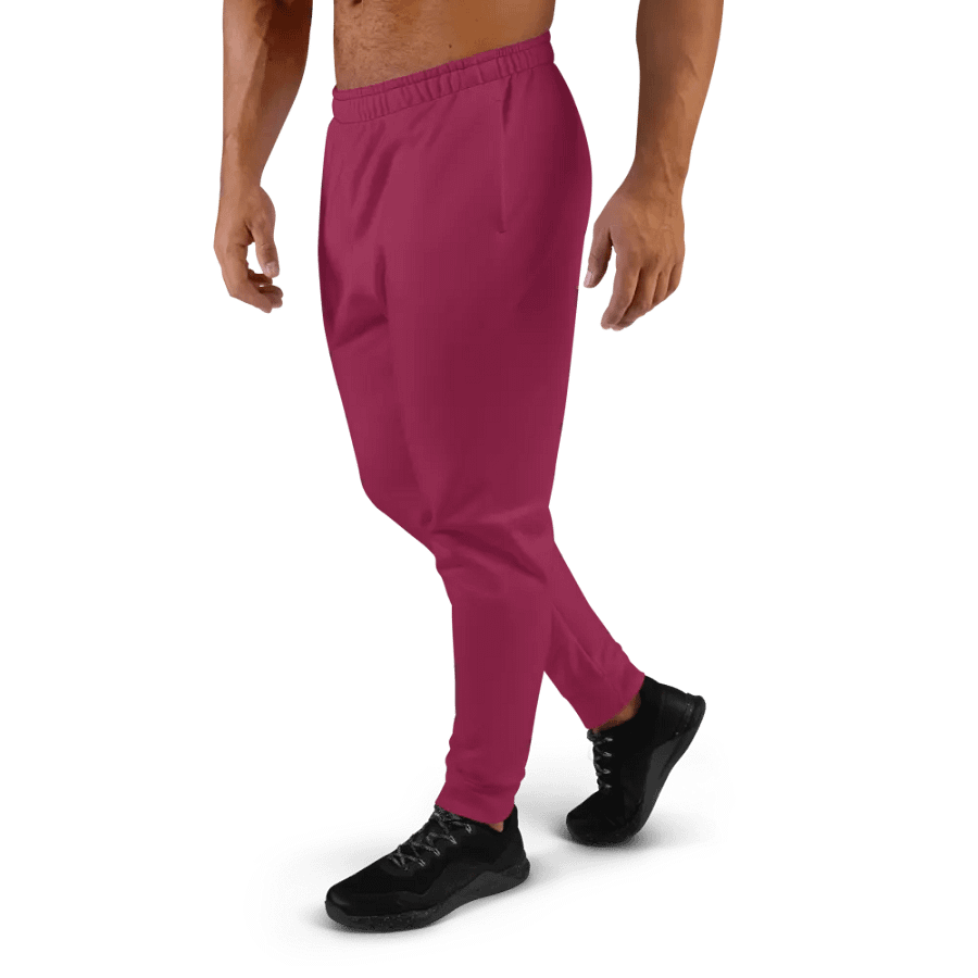 Plain Dark Red True Summer Recycled Polyester Premium Men's Joggers by Treasure Pie product image (2)