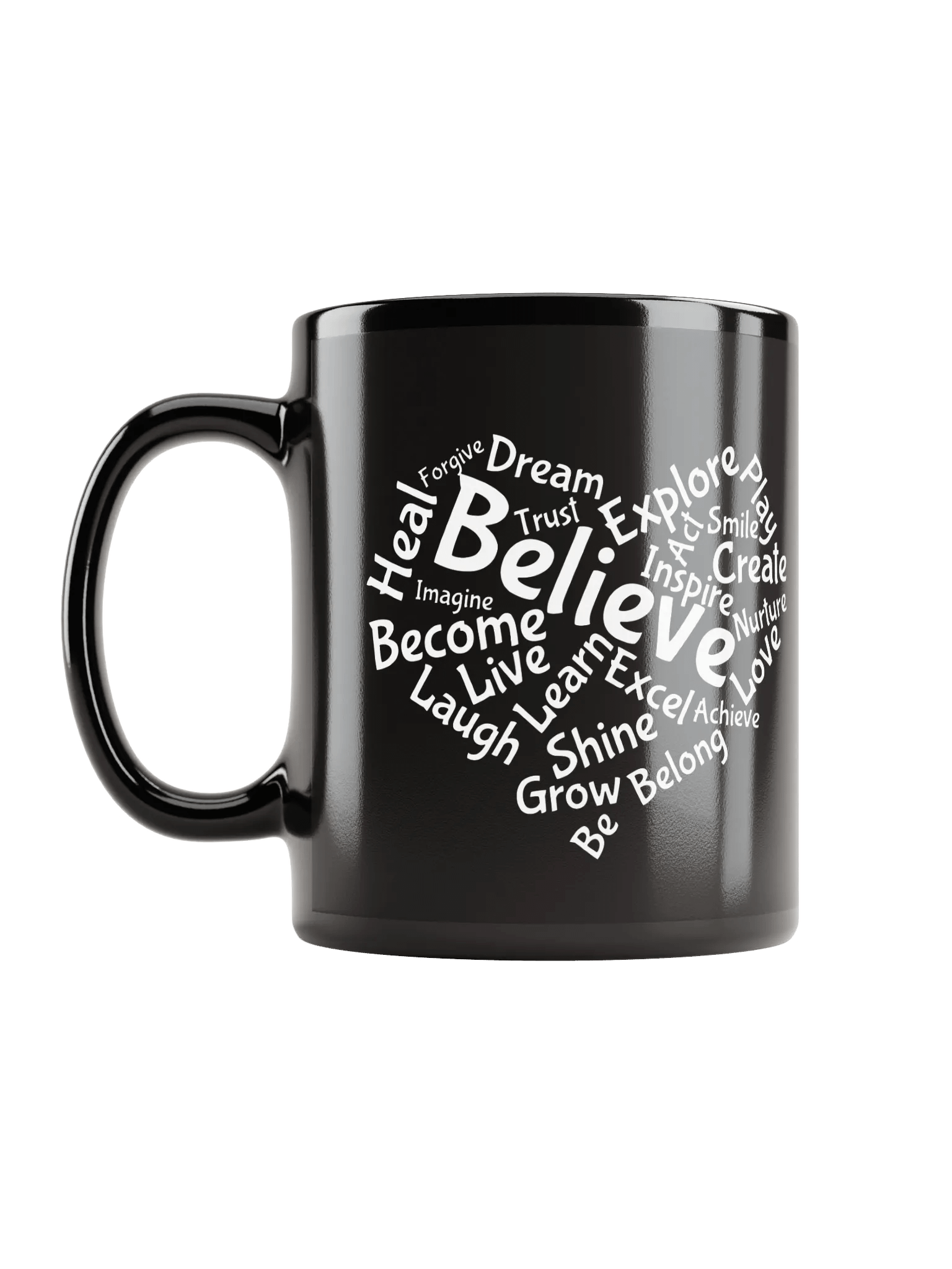 Motivational Heart Word Cloud Mug - Black product image (2)