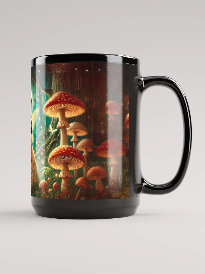 Mushroom Fairy Coffee Cup - 15 oz Black Glossy Mug product image (2)