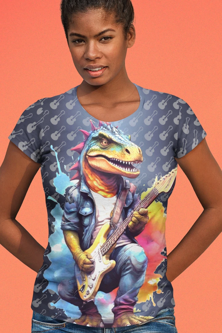 Dinosaur Playing Guitar All Over Print T-shirt product image (1)