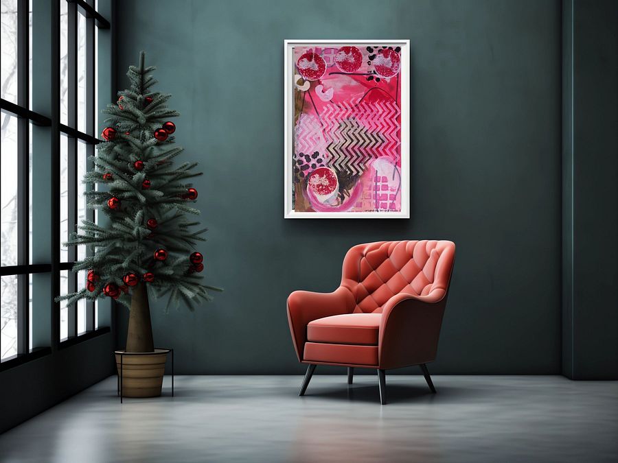 abstract painting, digital poster, original by b.reters, pink impression product image (3)
