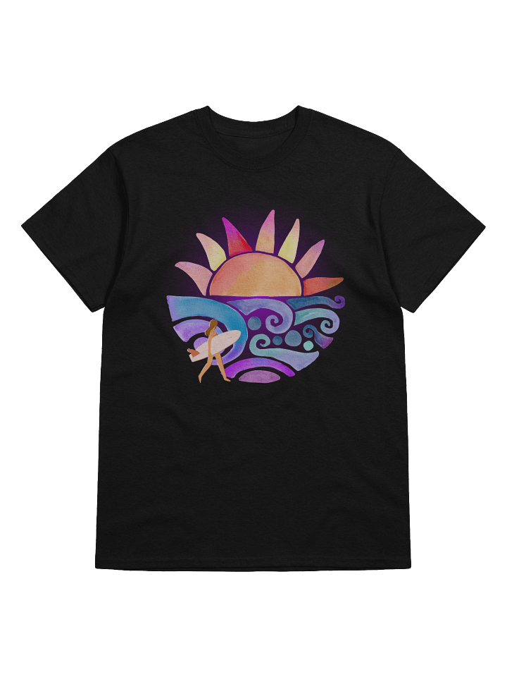 Sunset Surf Vibes Tee | Retro Watercolor Beach Aesthetic product image (4)