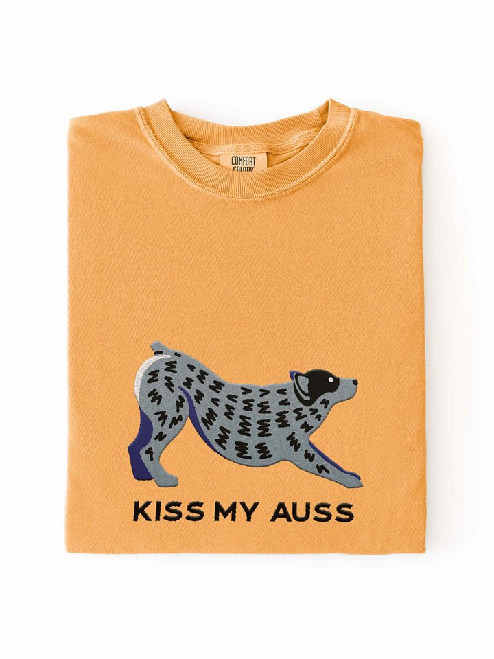 Kiss My Auss T-Shirt(Embroidered) of an Australian Cattle Dog(Blue Heeler) product image (2)