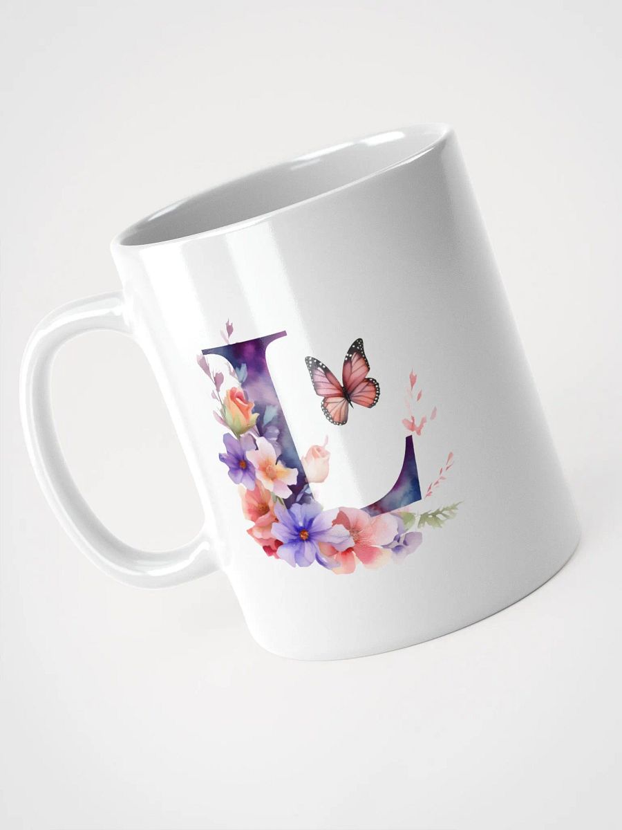 Letter L Monogram Floral Fantasy White Glossy Mug product image (8)