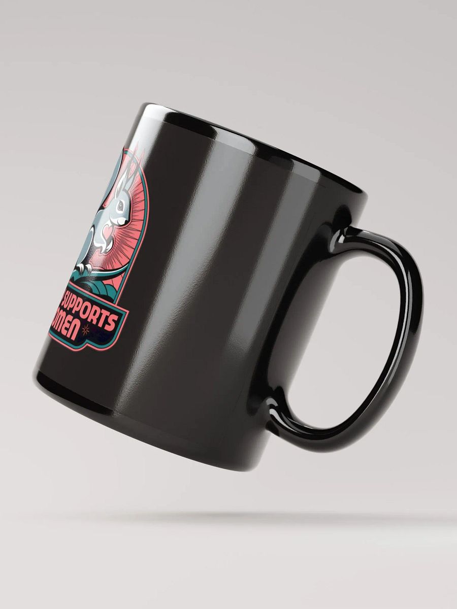 Bkack Mug: Pooky Supports Women, Pink Stylized product image (4)