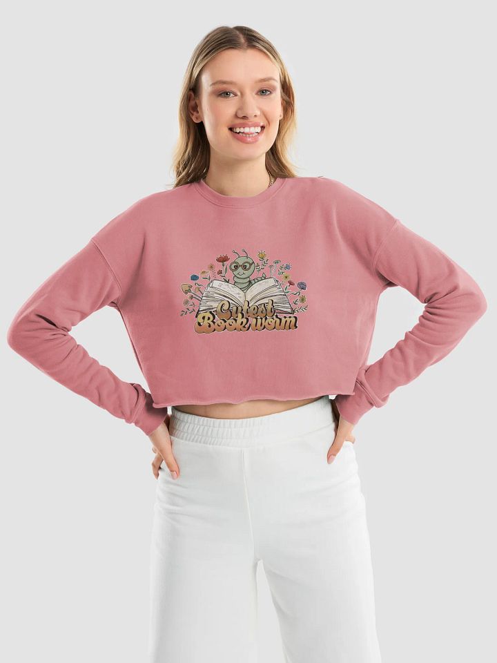 Cutest Bookworm Cropped sweatshirt – Whimsical Book Lover Gift - Large Print product image (1)