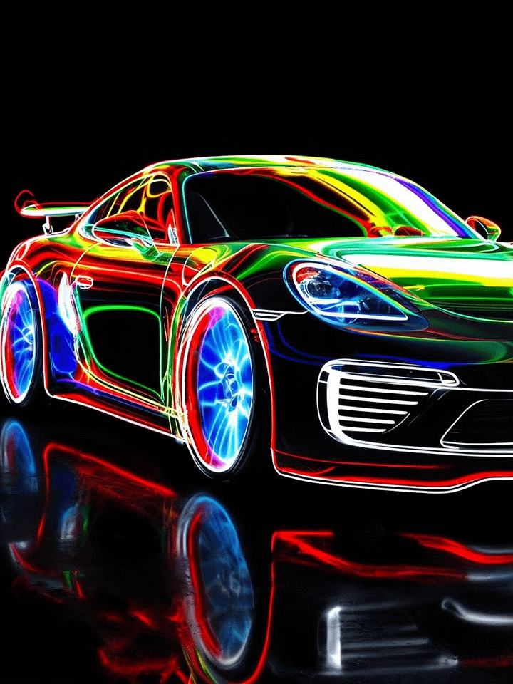 Neon Car Elegance Framed Poster product image (1)