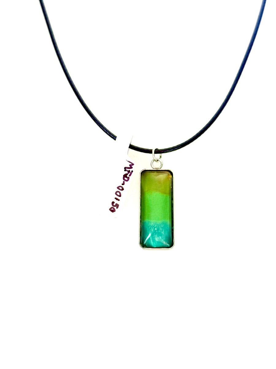 Electric Tide Pendant Necklace | Yellow Green Gradient | Rectangle Cabochon | Monique Faella Designs™ | MFD-00150 product image (4)
