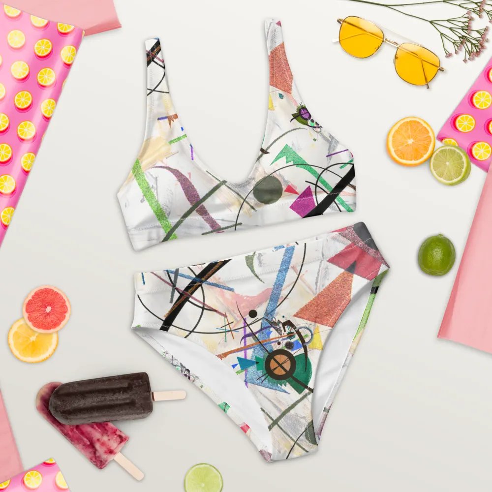 Abstract Lithographic Pattern Design High Waisted Bikini - V1 product image (9)