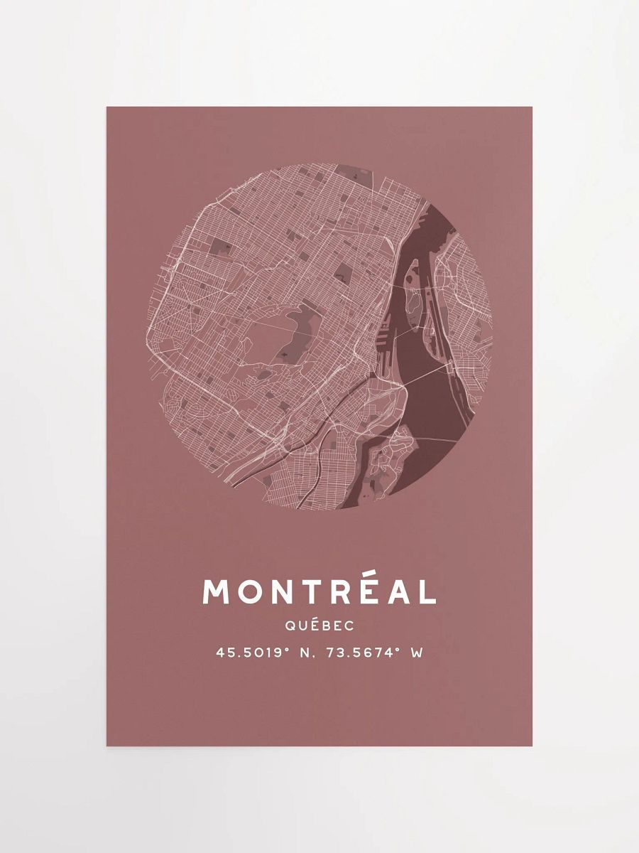 Montreal Street Map Poster – Red Minimalist Circular City Art product image (4)