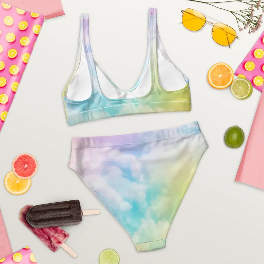 Blur cloud rainbow Design High Waisted Bikini - V5 product image (7)