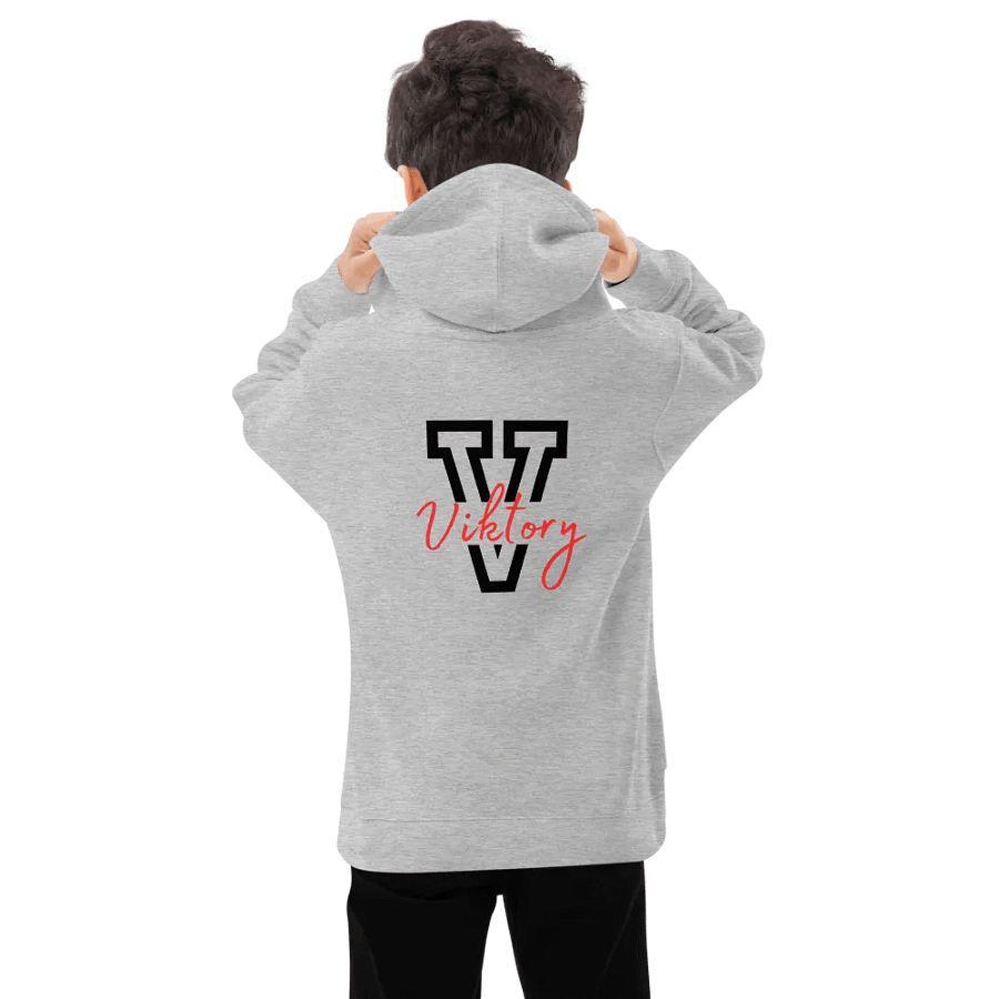 Kids Hoodie Grey (red & black logo) product image (1)