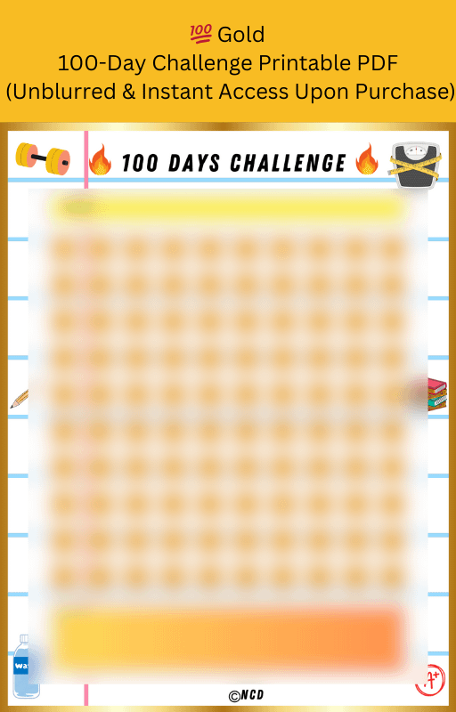 ✨ Gold 100-Day Challenge Habit Tracker | Printable + Fillable PDF (Digital Download) 💛✅ product image (1)