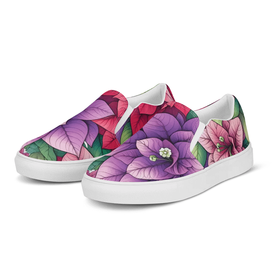 Women's Slip-On Canvas Shoes | KI-Entwurf eines Bougainvillea-Mandala-Motivs product image (1)