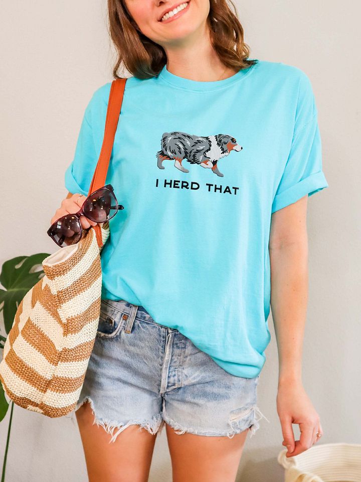 I Herd That T-Shirt(Embroidered) of an Australian Shepherd(Blue Merle) product image (2)