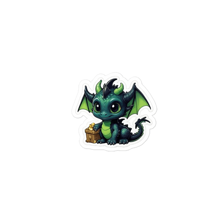 Cute Black and Green Baby Dragon V.1 Magnet product image (1)