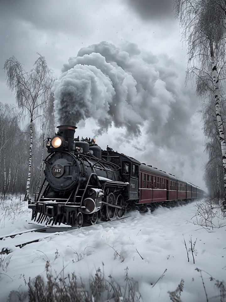 Winter Steam Locomotive Matte Poster product image (1)