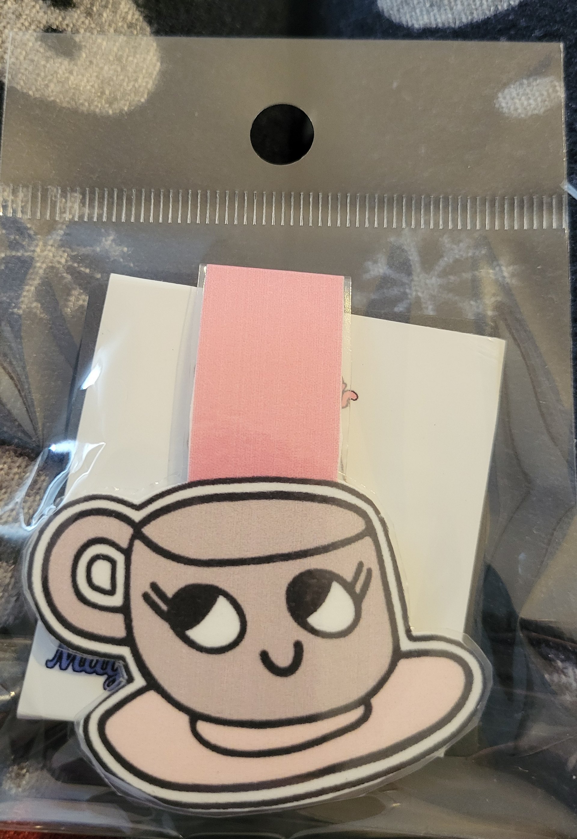 Cute Cartoon Lilac Teacup and Saucer Character Magnetic Laminated Bookmark for Foodies product image (1)
