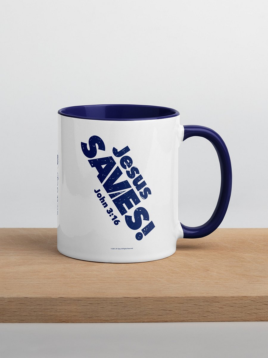 Jesus SAVES! John 3:16, Mug with Dark Blue Color Inside product image (2)