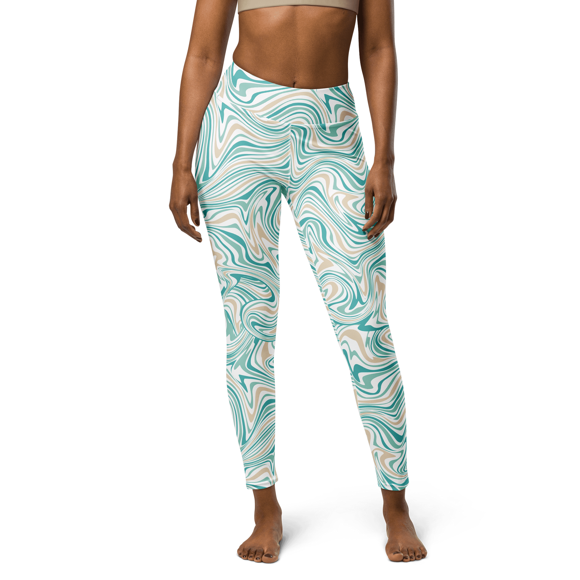 Marble Waves High-Waisted Leggings - Artistic Flow product image (1)