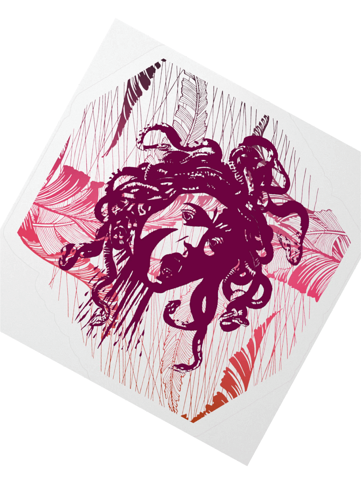 Sticker - Medusa on Purple Feathers (transparent background) product image (2)