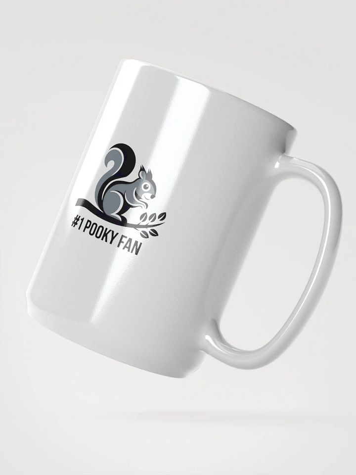Large Mug: #1 Pooky Fan with Branch and GreyxBlack Pooky on Branch with leaves, All Greyscale product image (2)