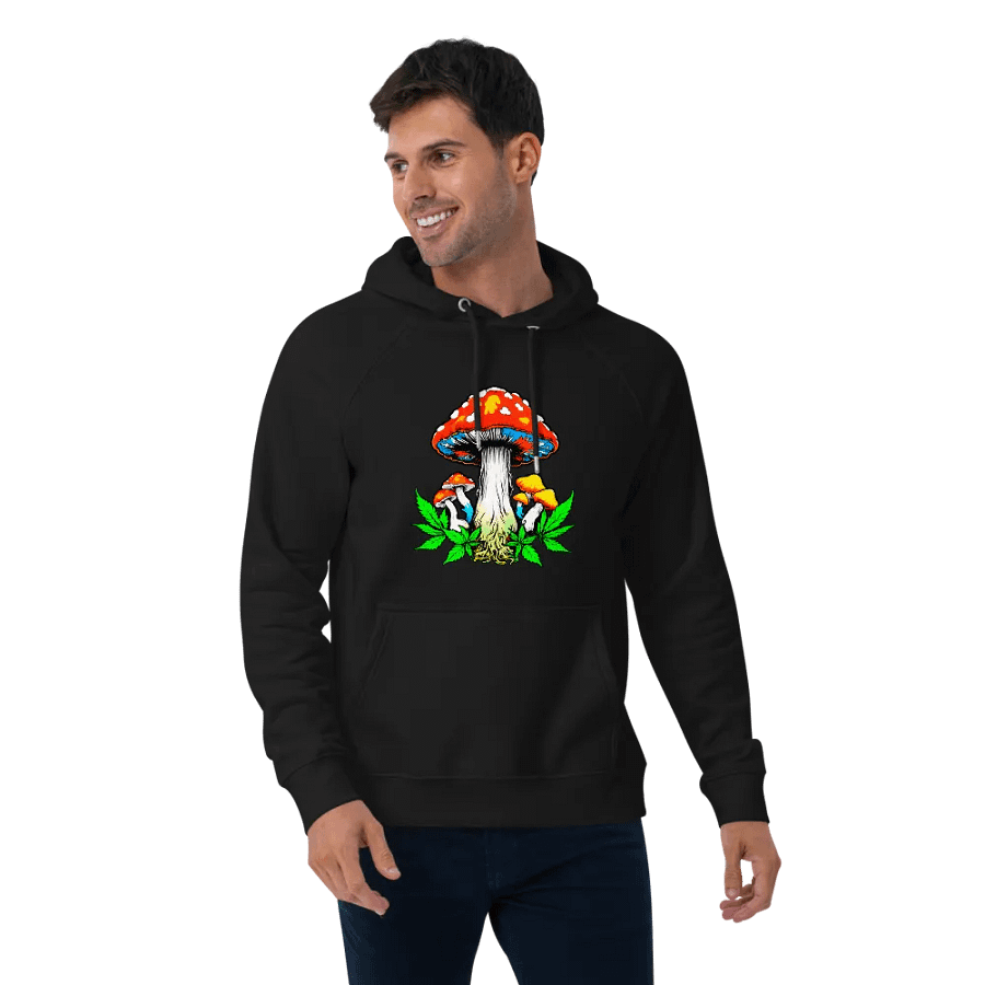 [Groovy Shrooms 2] Unisex Eco Raglan Hoodie product image (7)