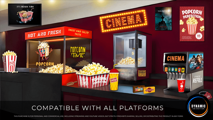 Animated Background | Cinema Snacks Counter | Movie Night Vibes | Popcorn Machine | Stream, Zoom, & Vtuber Live Wallpaper | AB4 product image (2)
