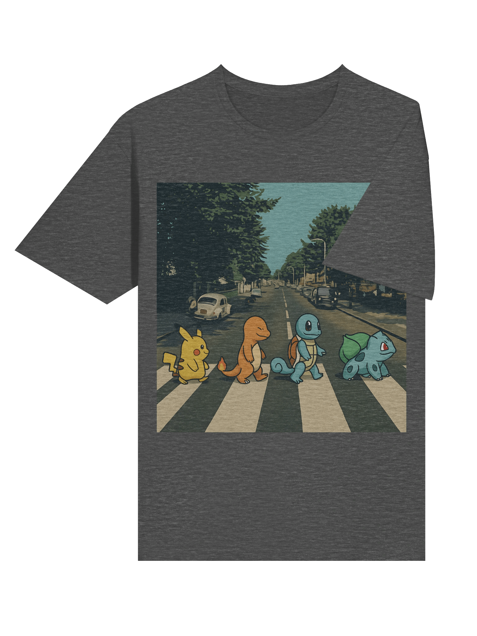 🚦 Abbey Road Pokémon Parody T-Shirt – Pikachu, Charmander, Squirtle & Bulbasaur Cross the Street product image (52)