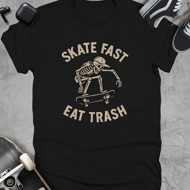 Skate fast eat trash, Funny skateboarding t-shirt, Unisex product image (1)