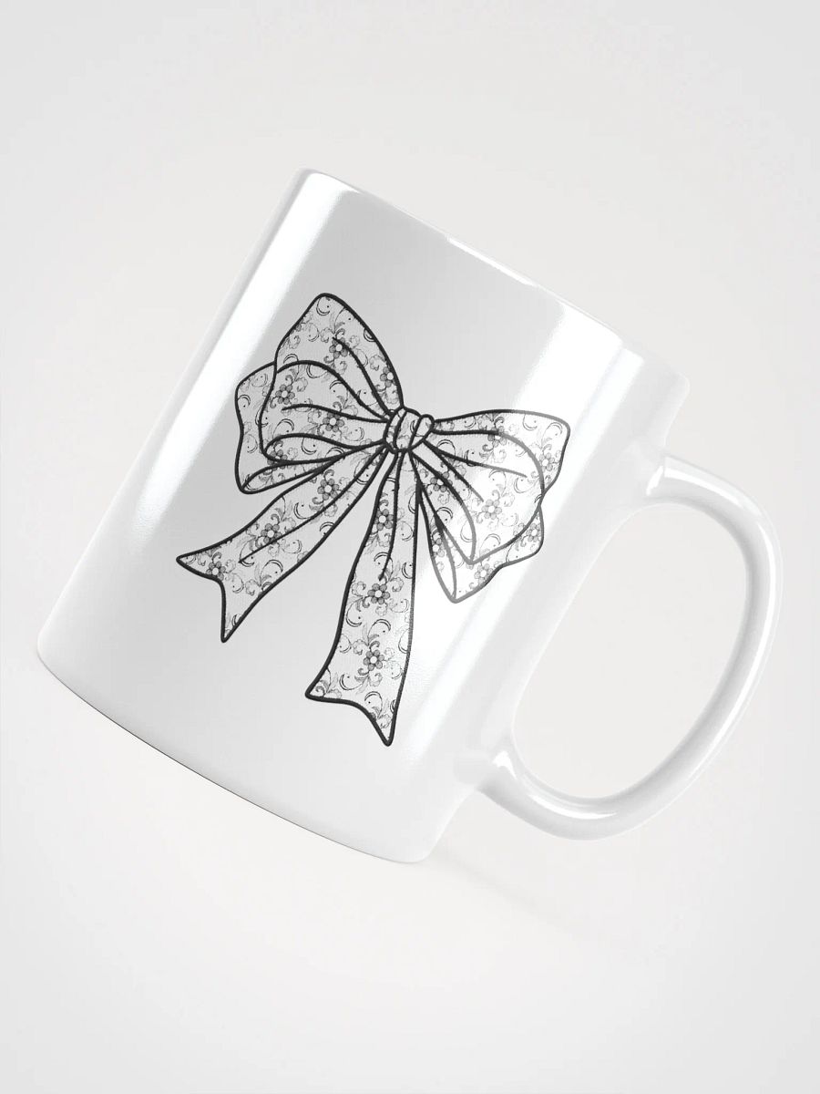 Destin Faux Embroidered Bow White Glossy Mug product image (5)
