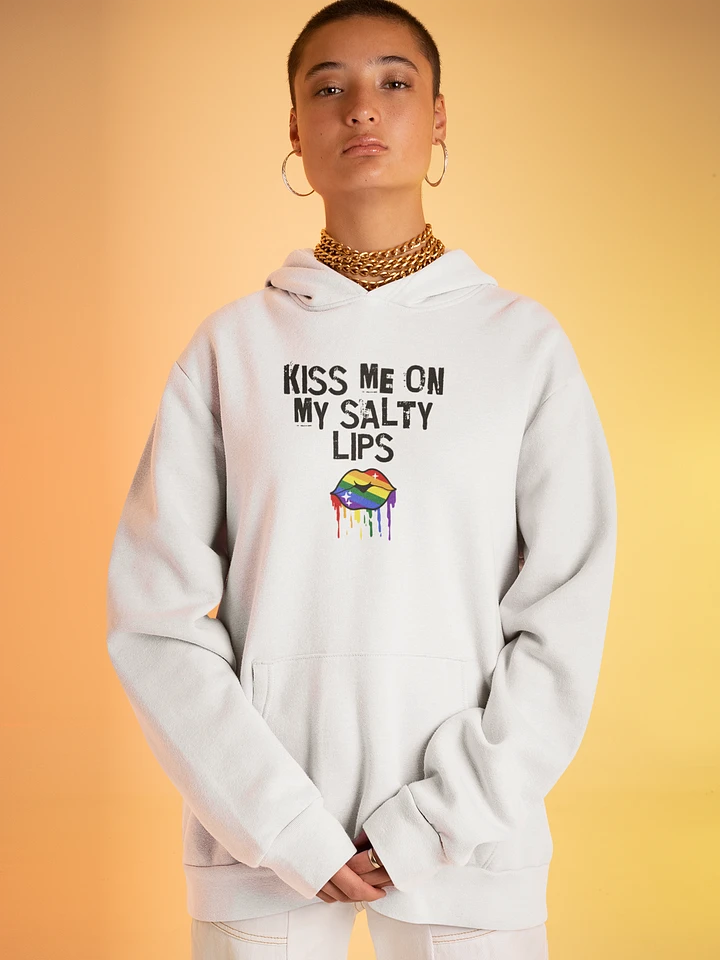 LGBTQ+ Hoodie Kiss Me On My Salty Lips Rainbow (White) product image (1)