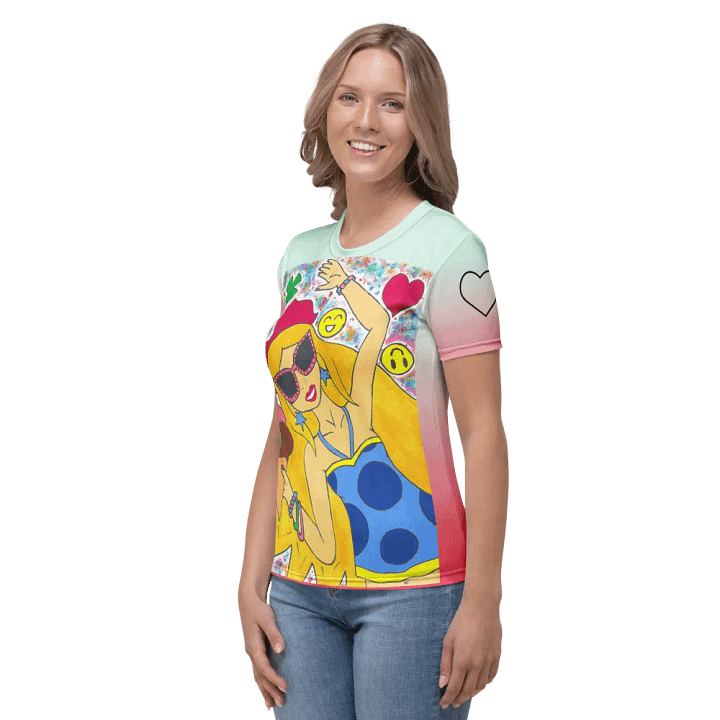 Girl with the ice cream (art by Dina R.) tempera painting picture - Womens Crew Neck T-Shirt product image (2)