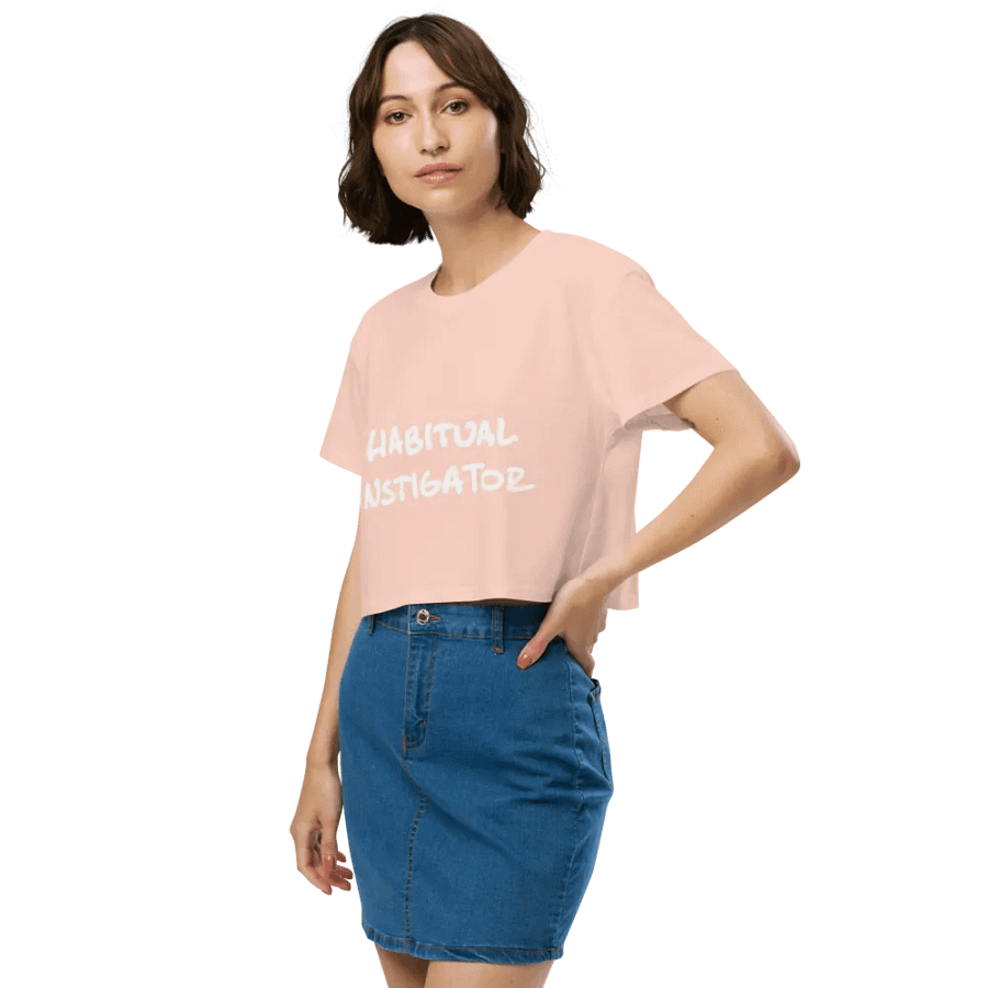 HABITUAL INSTIGATOR (white design) printed cotton crop top product image (35)