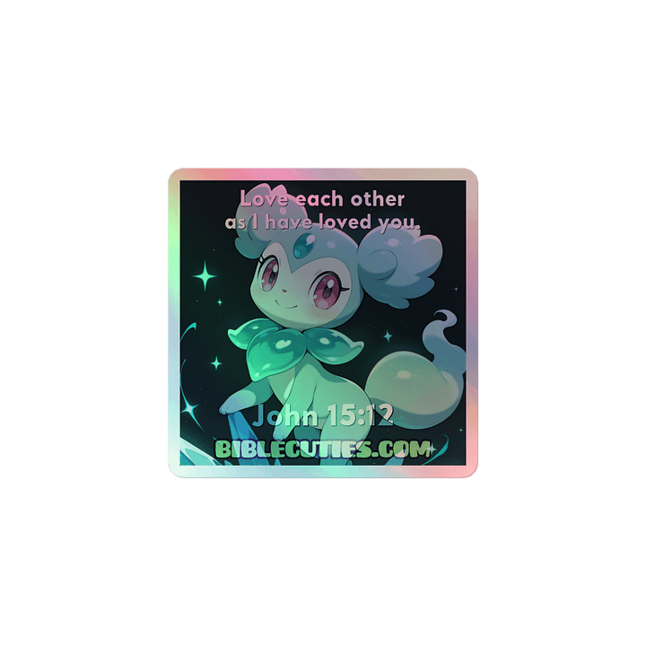Bible Cuties Michali - Love each other as I have loved you Holographic Sticker product image (1)