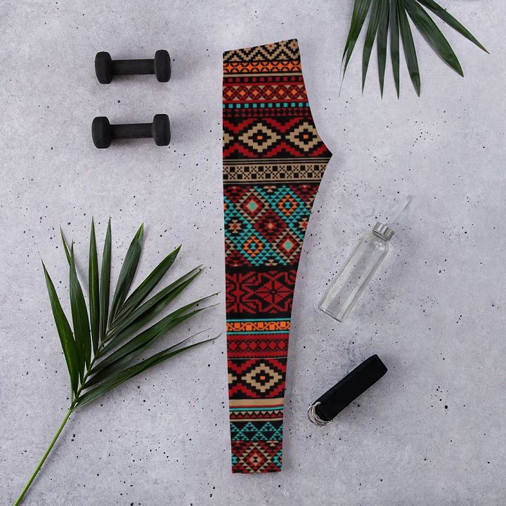 Boho Chic Aztec Print Leggings: Vibrant Southwestern-Inspired Women's Activewear product image (2)