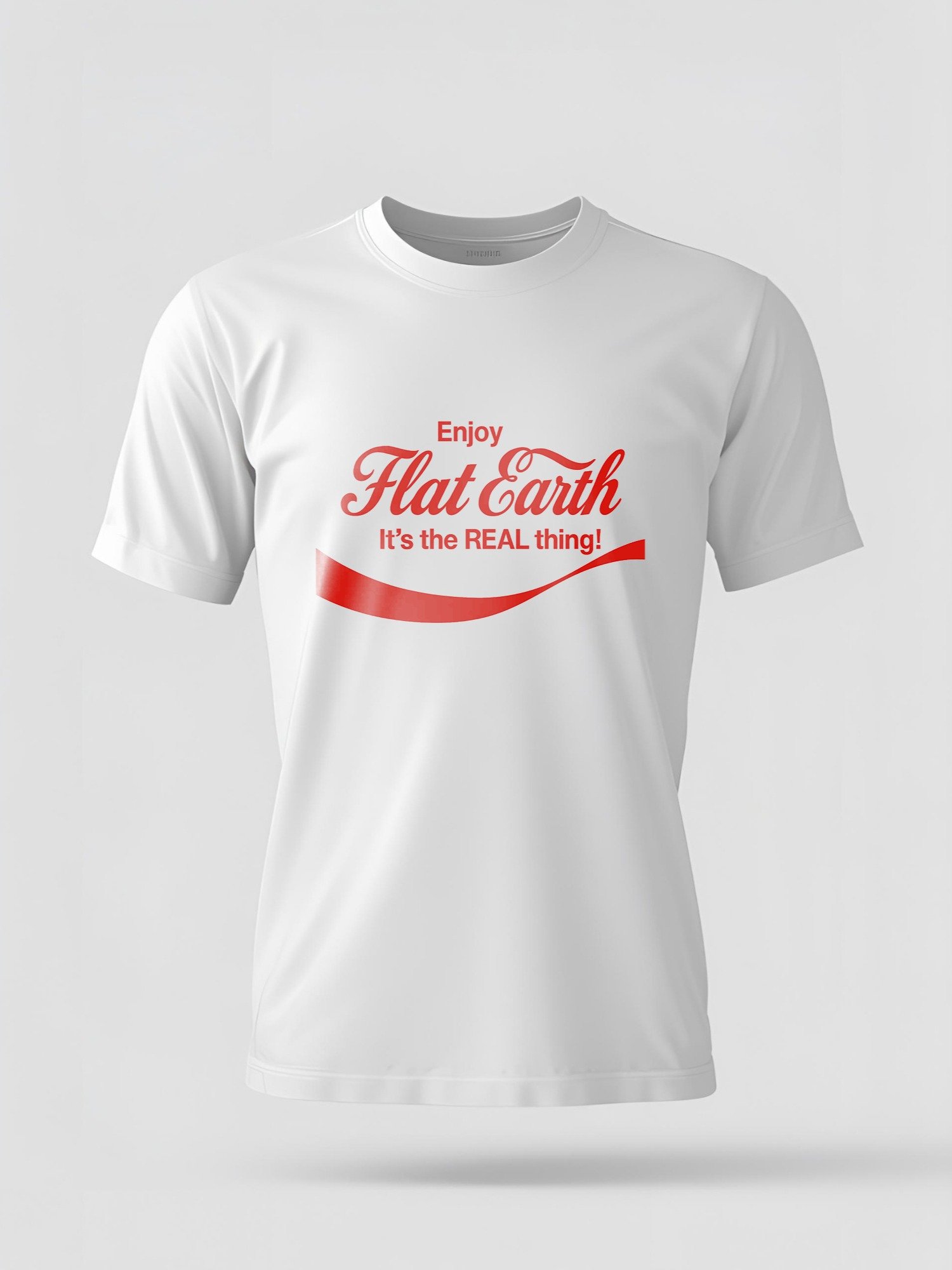 Flat Earth - It's the REAL Thing!" Classic Cola Style Red T-Shirt product image (1)