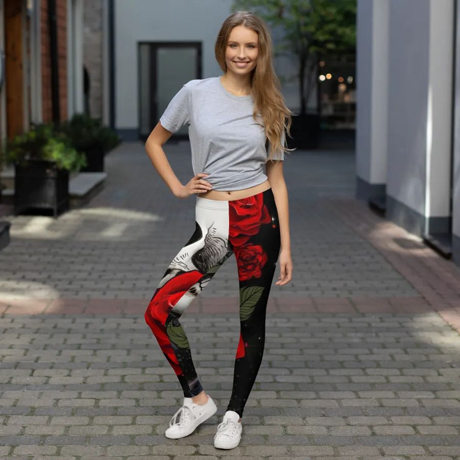 Gothic Rose Skull All-Over Leggings product image (7)
