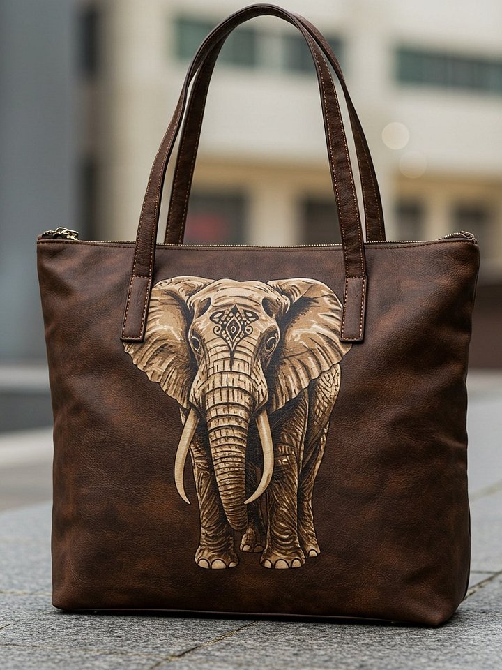 Majestic Elephant Tote Bag | Leather-Look All-Over Print product image (1)