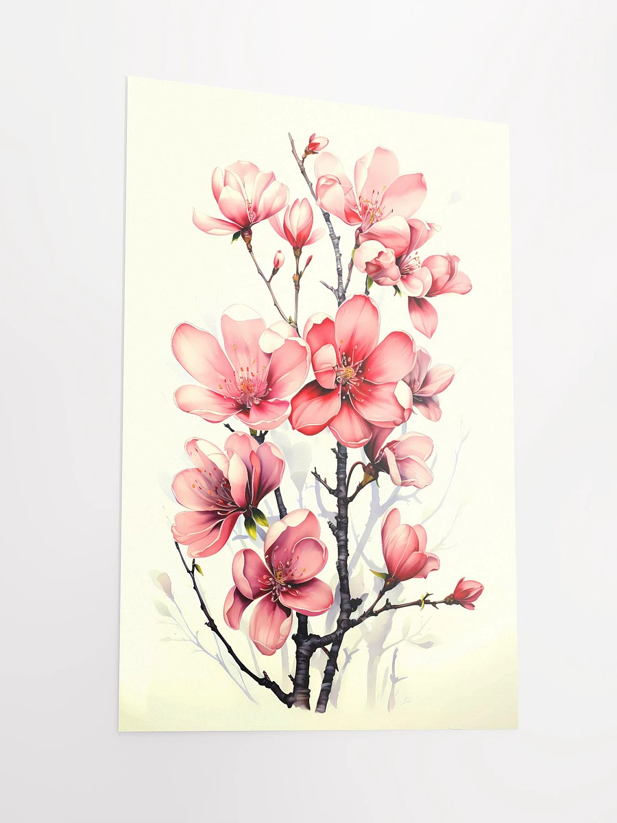 Pink Flower Blossoms Watercolor Painting Matte Poster product image (4)