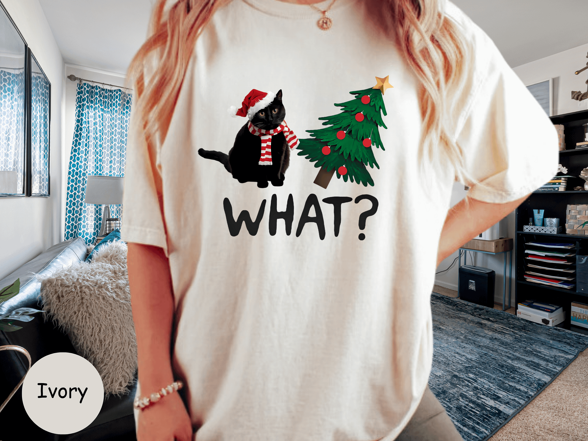 WHAT? Black Cat vs Christmas Tree | Comfort Colors® Tee product image (1)