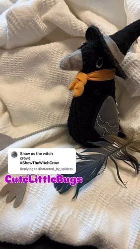Bring out the Witch Crow! 🧙🏻‍♀️🐦‍⬛ Under Witch Crow’s hat is a popular hangout spot for our Nana girl. 🕷️🕸️💜🐦‍⬛🧙🏻‍♀️#witchsta...